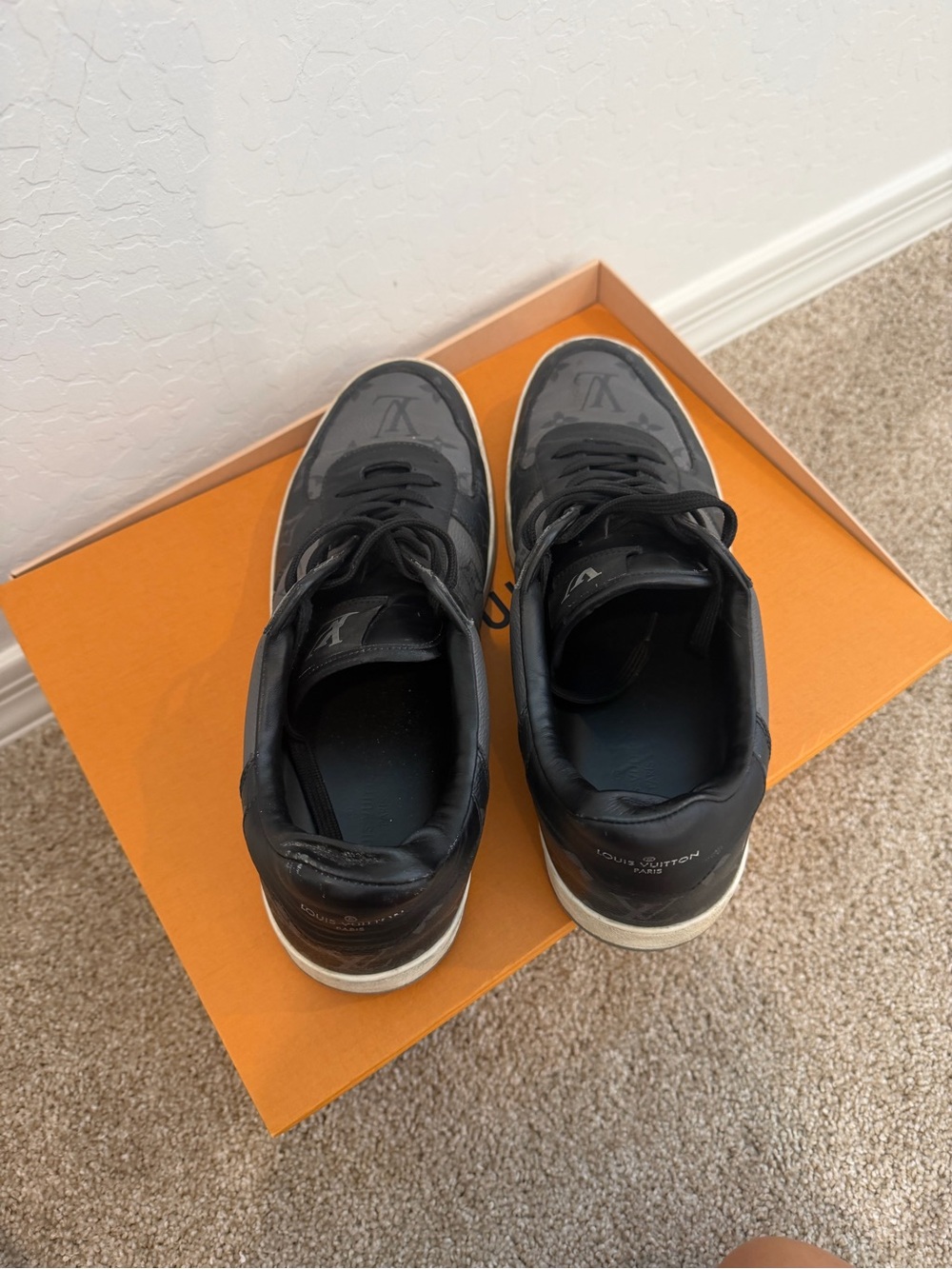 Louis Vuitton Black and Gray Monogram Low-Top Sneakers - Picture 3 of 6